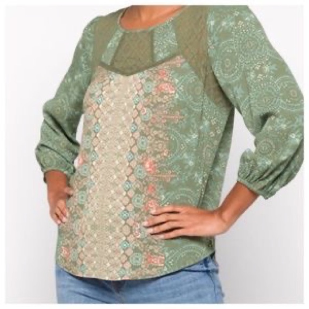 Mason & Belle Tempesta Lace 3/4 Sleeve Top 1x